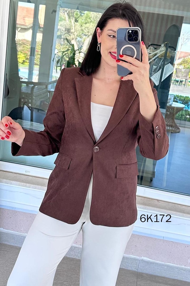 Tek Düğmeli Blazer Süet Ceket