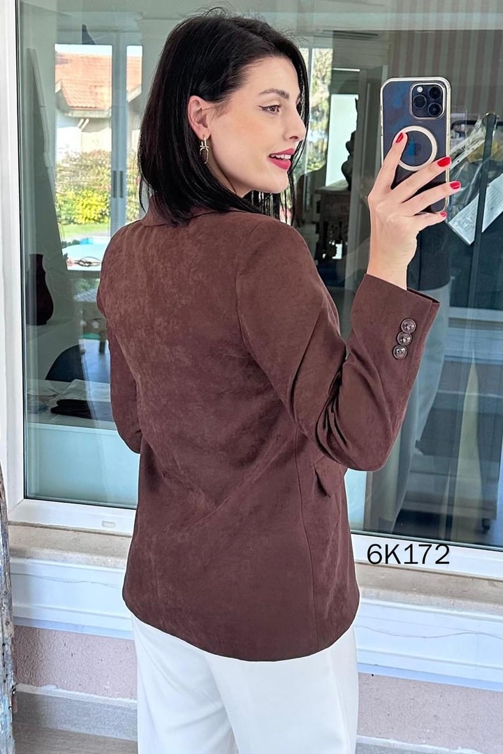 Tek Düğmeli Blazer Süet Ceket