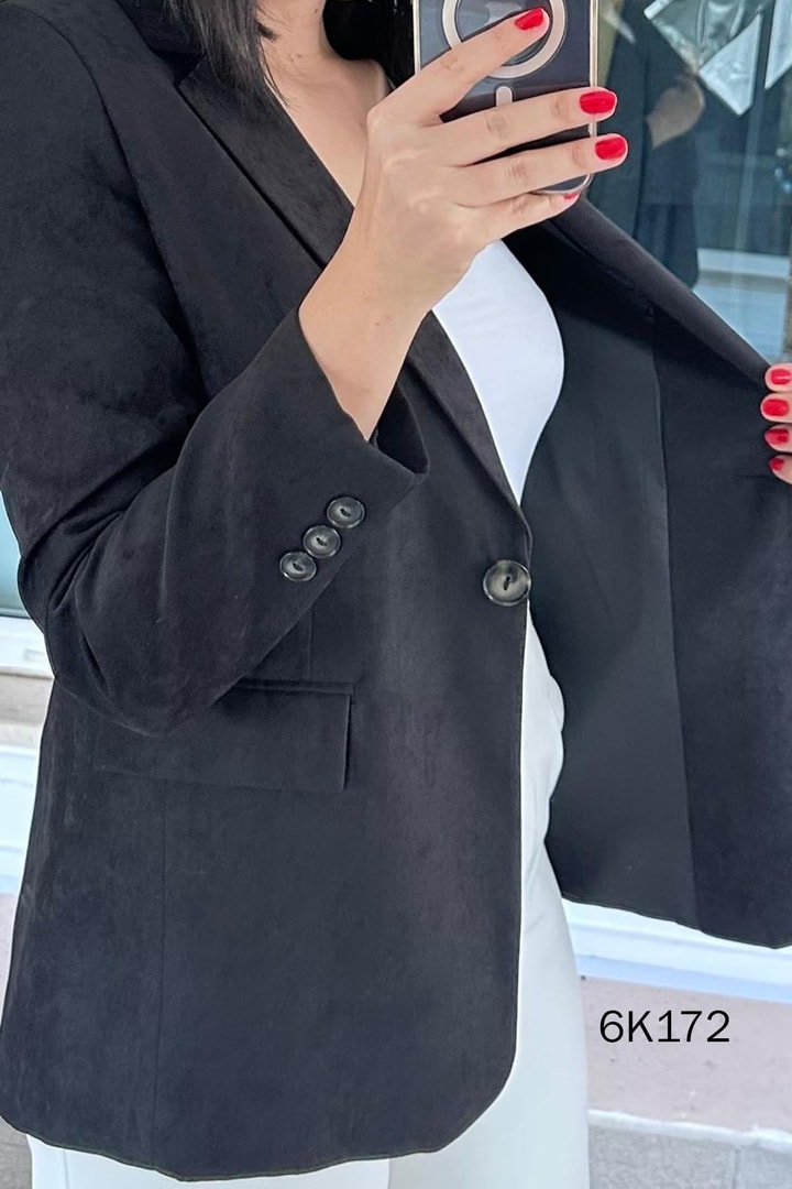 Tek Düğmeli Blazer Süet Ceket