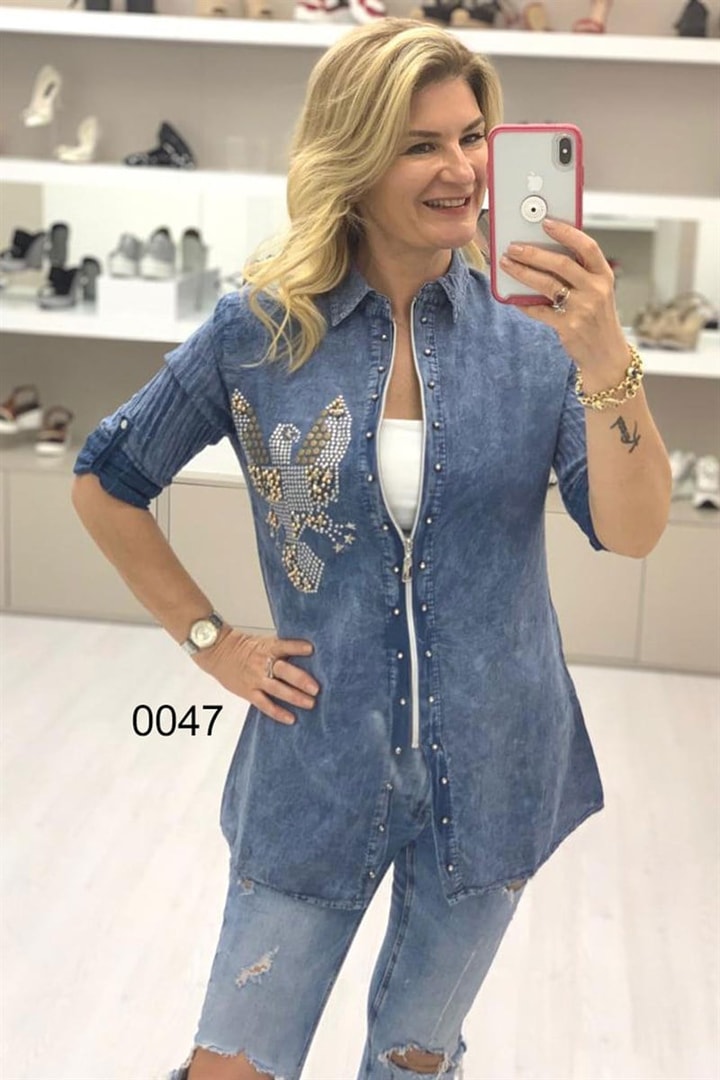 Tina
- Fermuarlı Taşlı ve Zımbalı Gömlek