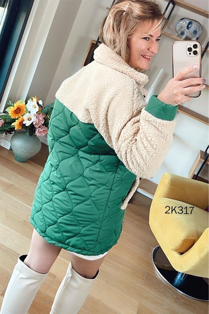Üstü Peluş Kapitone Mont