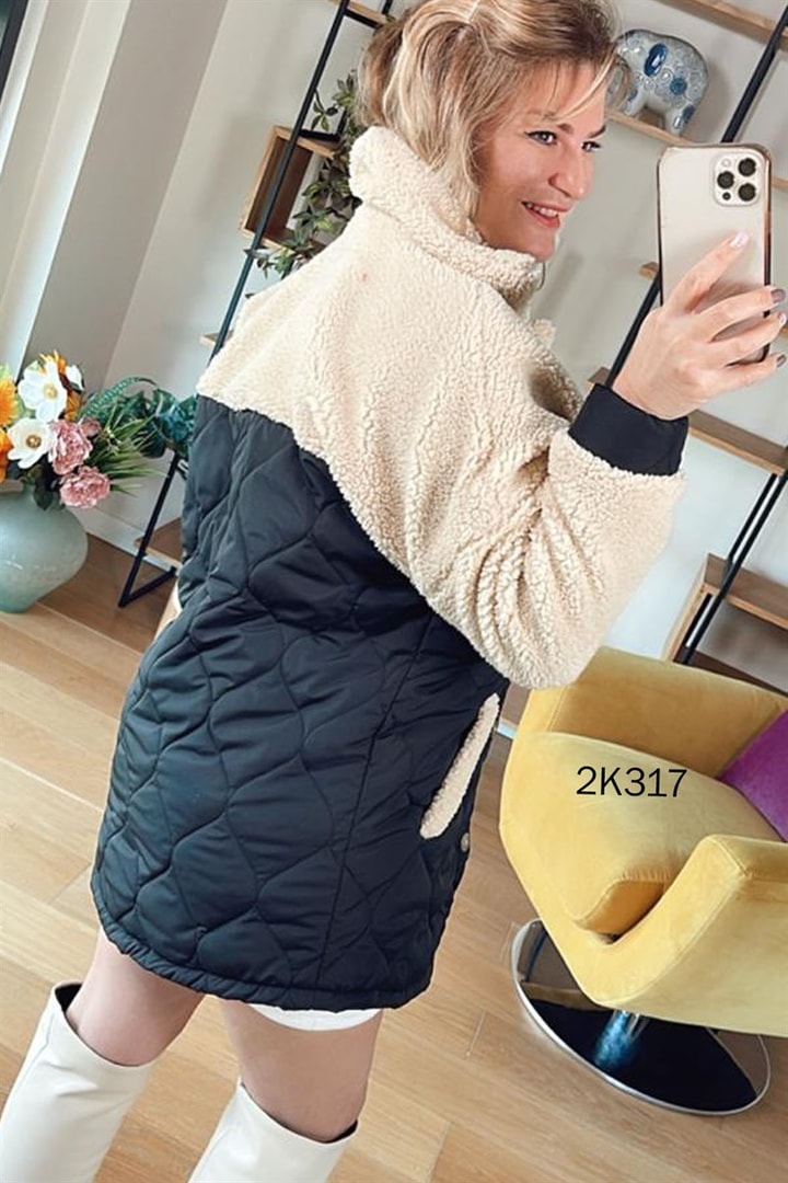 Üstü Peluş Kapitone Mont