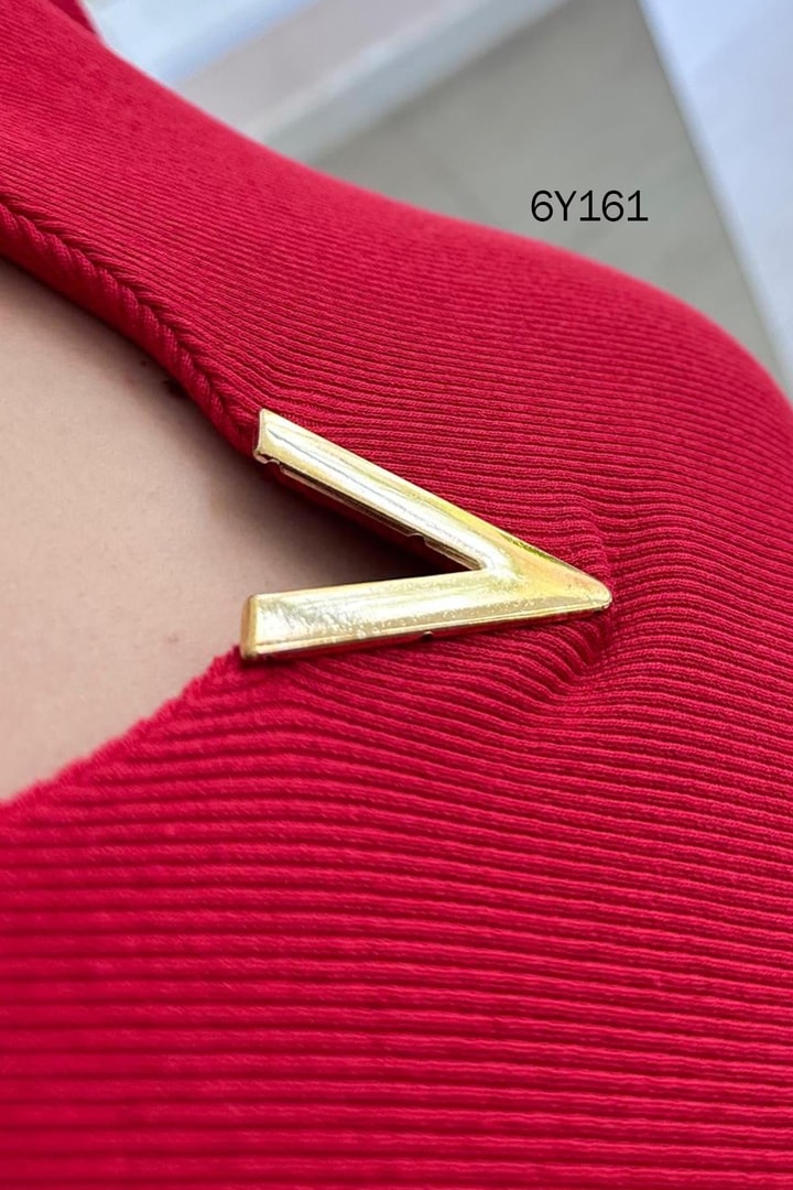 V Tokalı Fitilli Kaşkorse Tshirt
