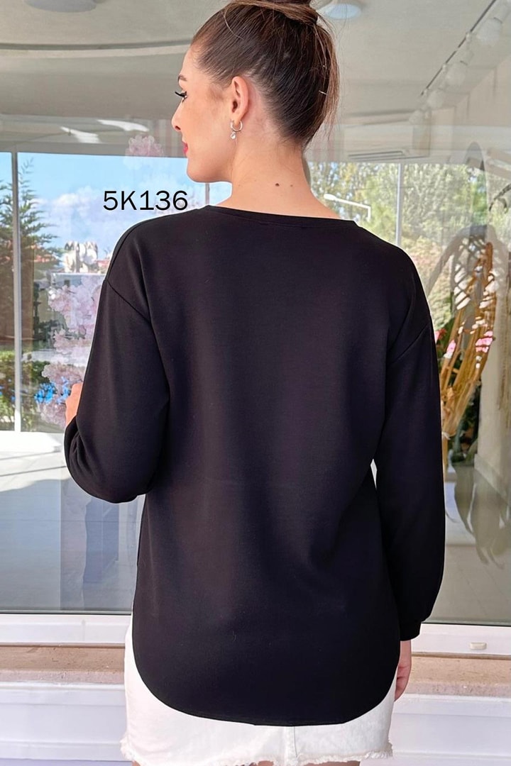 V Yaka Modal Kumaş Sweatshirt