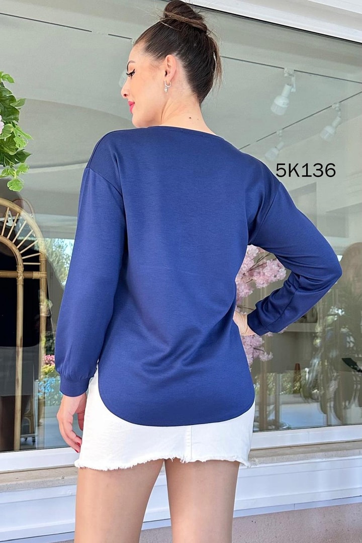 V Yaka Modal Kumaş Sweatshirt