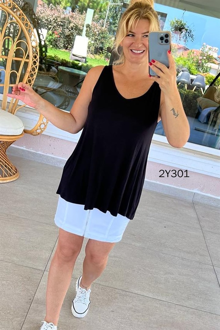 V Yaka Sıfır Kol Tshirt