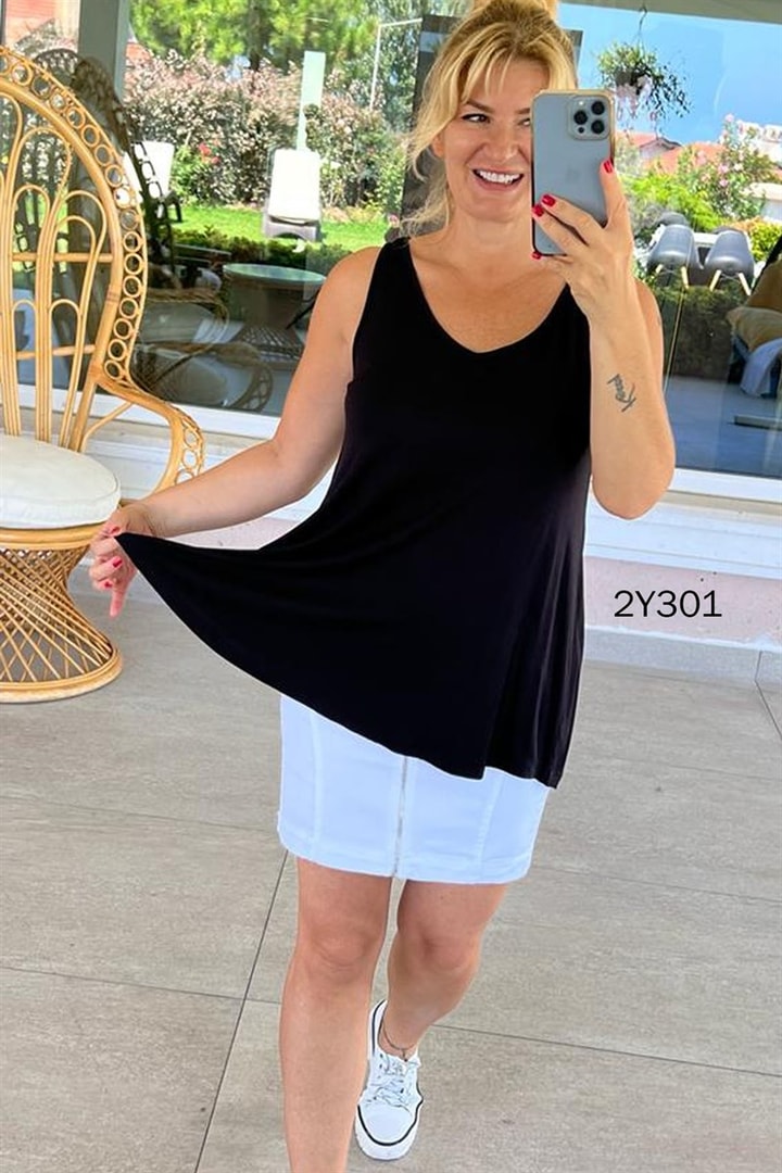 V Yaka Sıfır Kol Tshirt