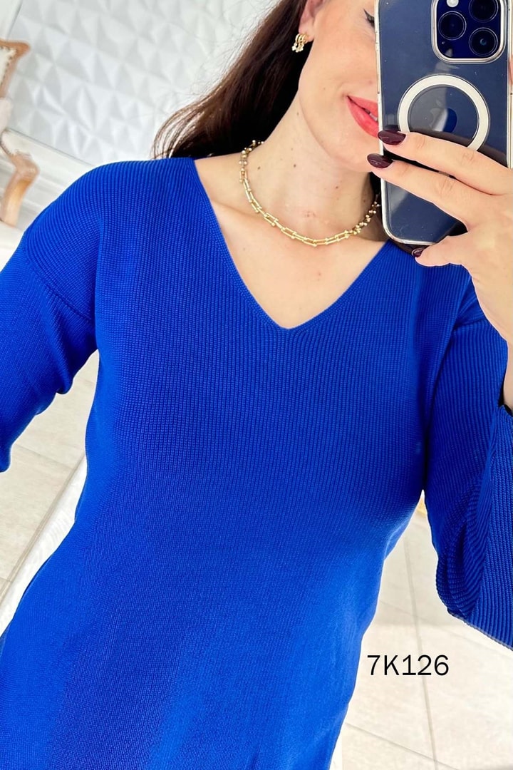 V Yaka Triko Bluz