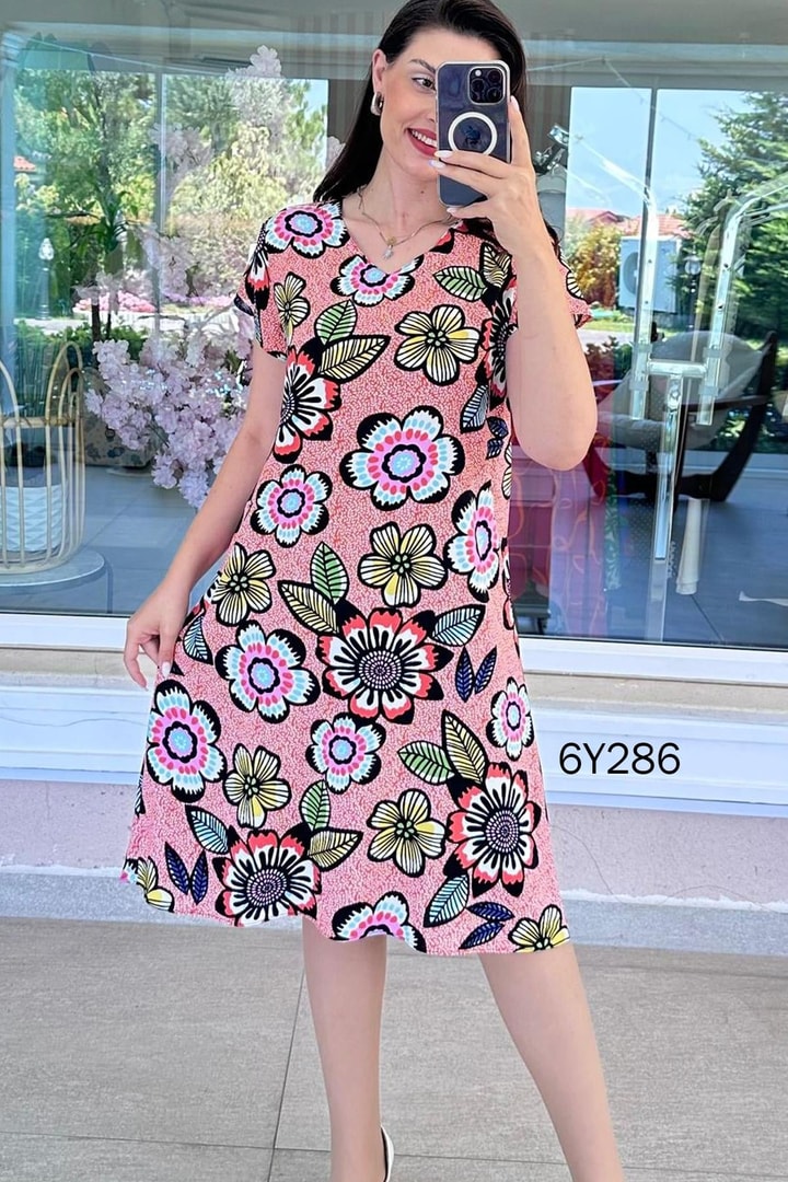 V Yaka Viskon Elbise