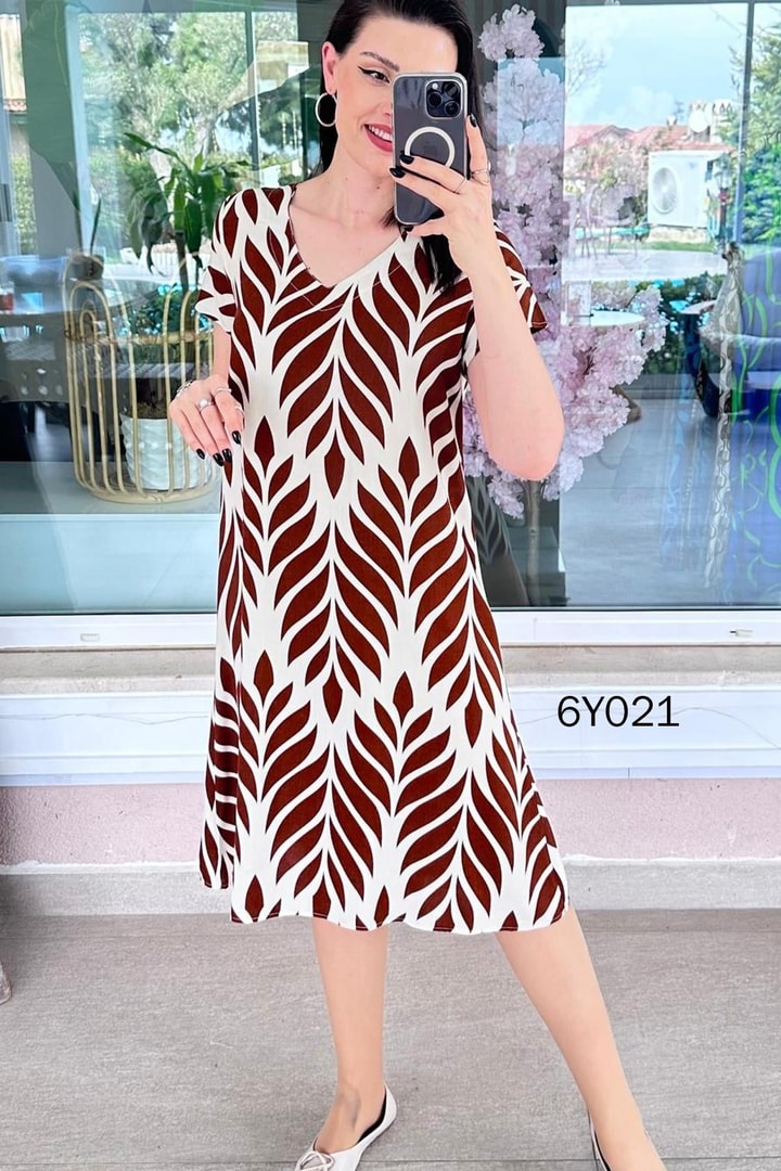 V Yaka Viskon Elbise
