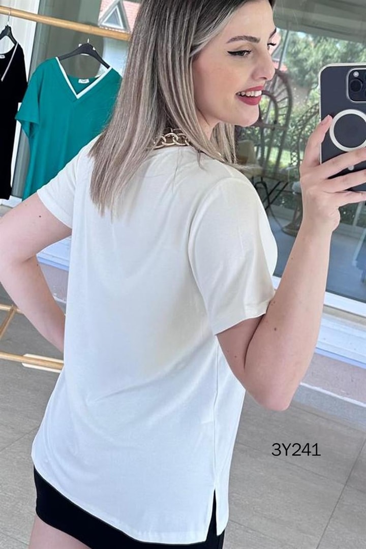V Yaka Viskon Tshirt