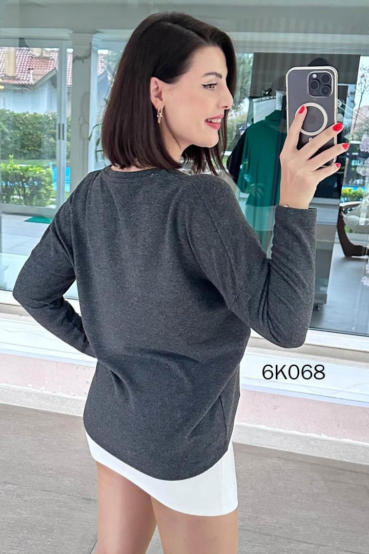 V Yaka Yarasa Kol Yumoş Triko Bluz