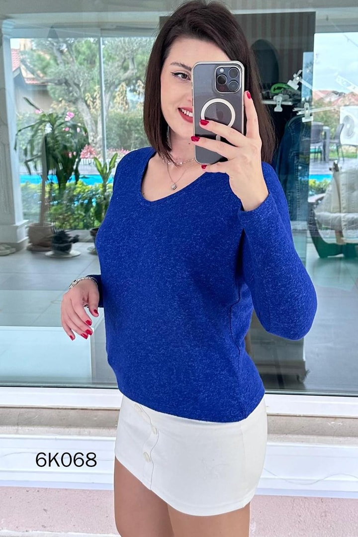 V Yaka Yarasa Kol Yumoş Triko Bluz