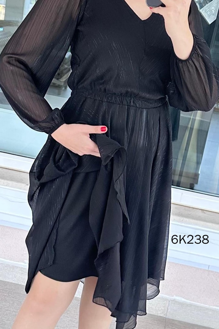 Varak Baskılı Şifon Elbise