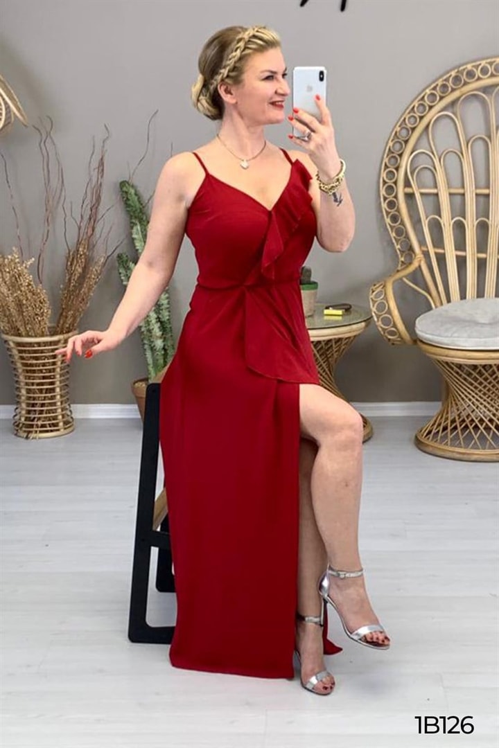Volanlı Kruvaze Elbise