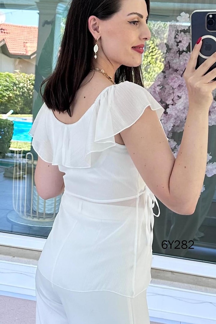 Volanlı Şifon Bluz