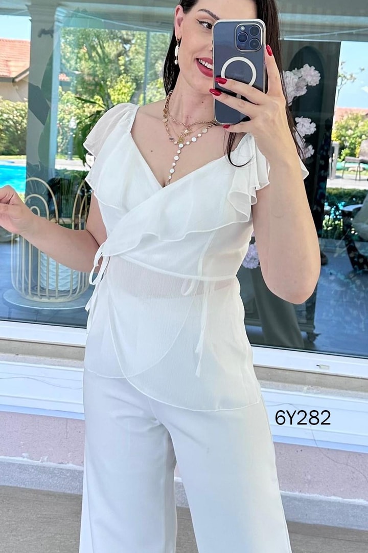 Volanlı Şifon Bluz