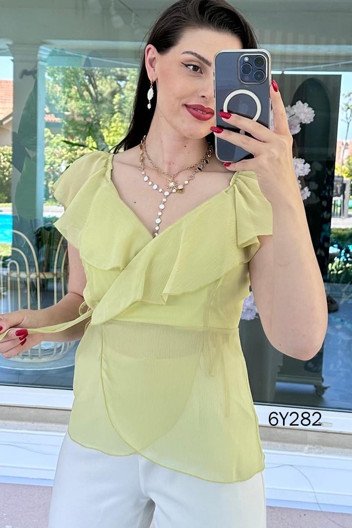 Volanlı Şifon Bluz