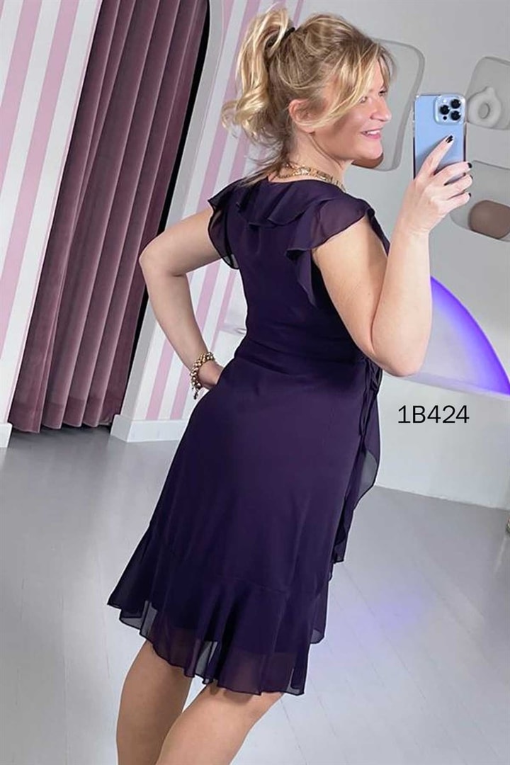 Volanlı Şifon Elbise