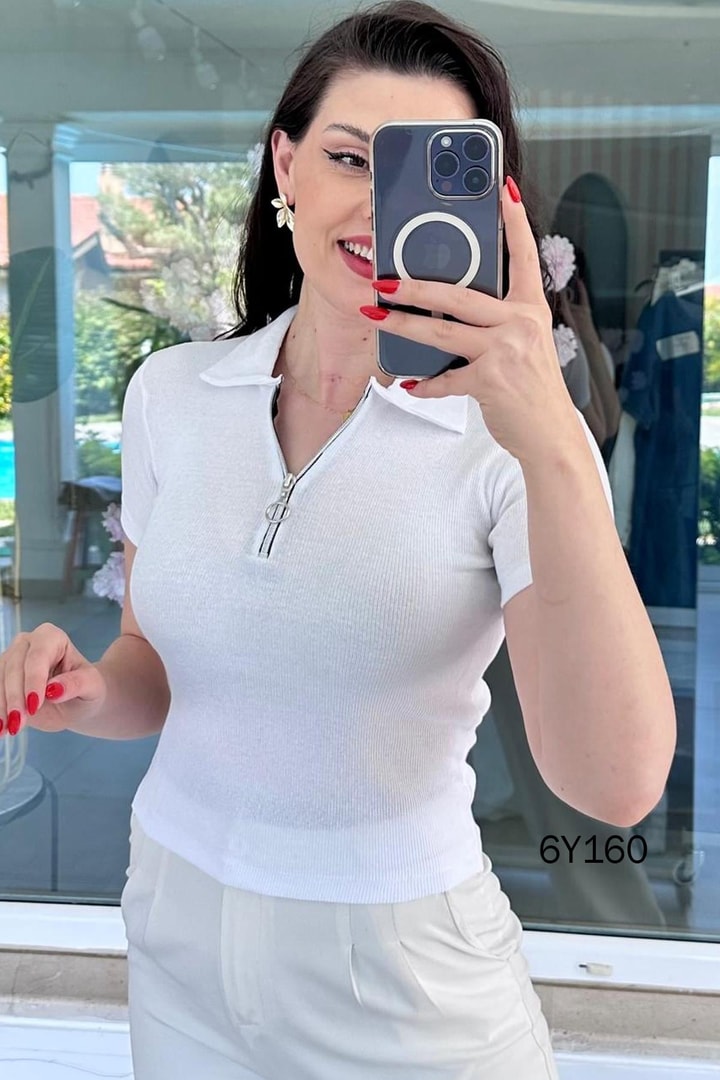 Yakası Fermuarlı Polo Yaka Fitilli Kaşkorse Tshirt