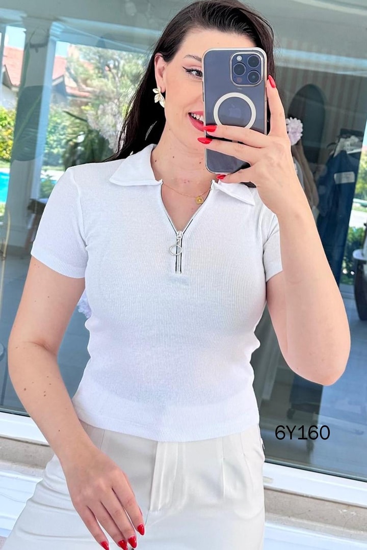 Yakası Fermuarlı Polo Yaka Fitilli Kaşkorse Tshirt