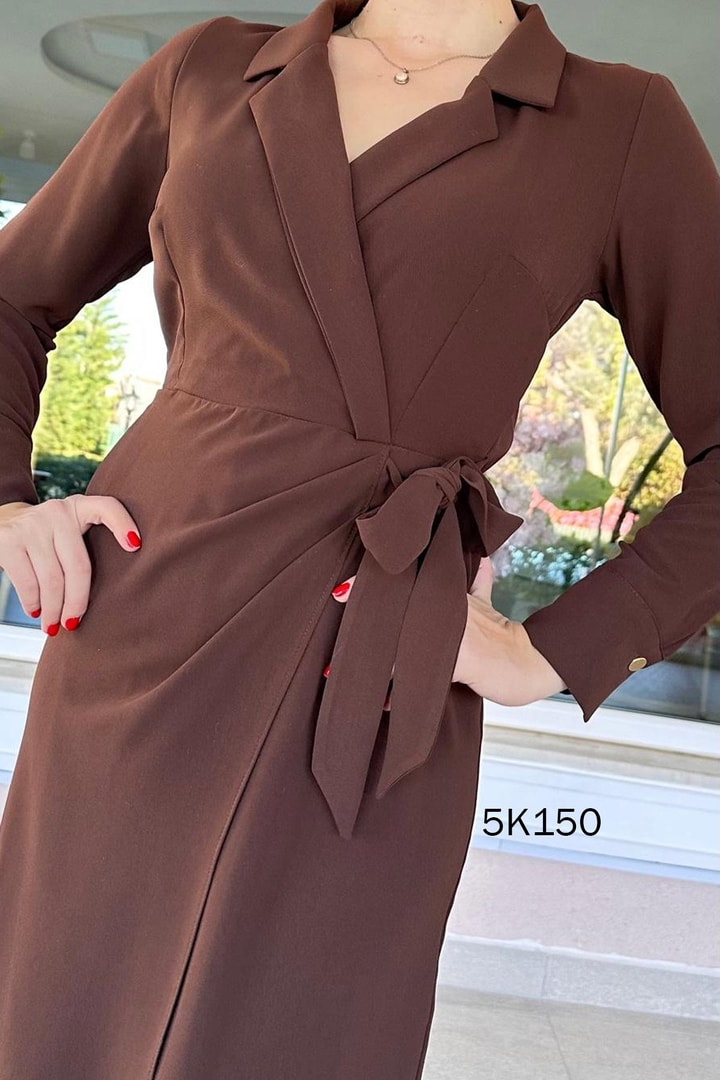 Yandan Bağlamalı Krep Elbise
