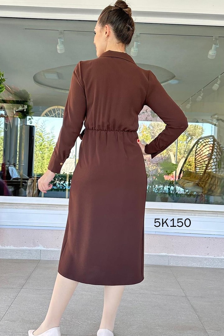 Yandan Bağlamalı Krep Elbise