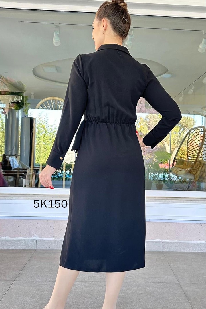 Yandan Bağlamalı Krep Elbise