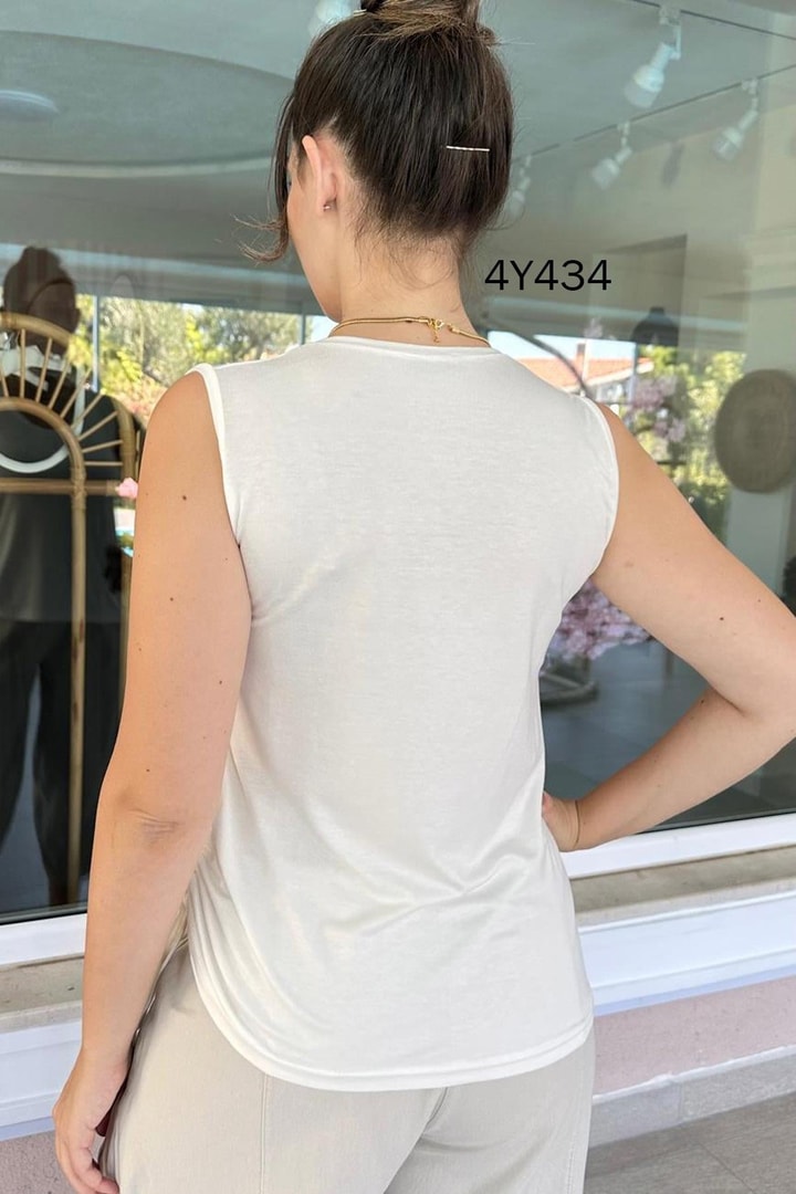 Yandan Büzgülü Sıfır Kol Tshirt