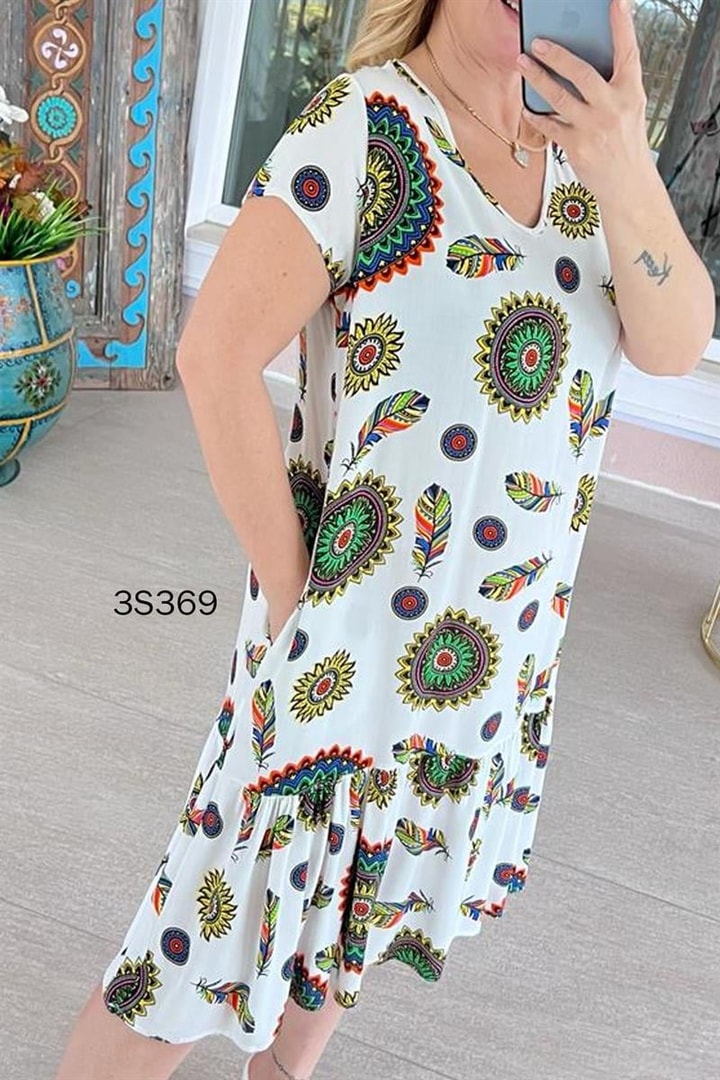 Yandan Cepli Eteği Fırfırlı Elbise