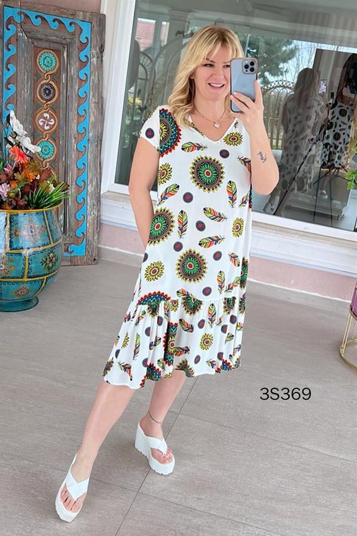 Yandan Cepli Eteği Fırfırlı Elbise