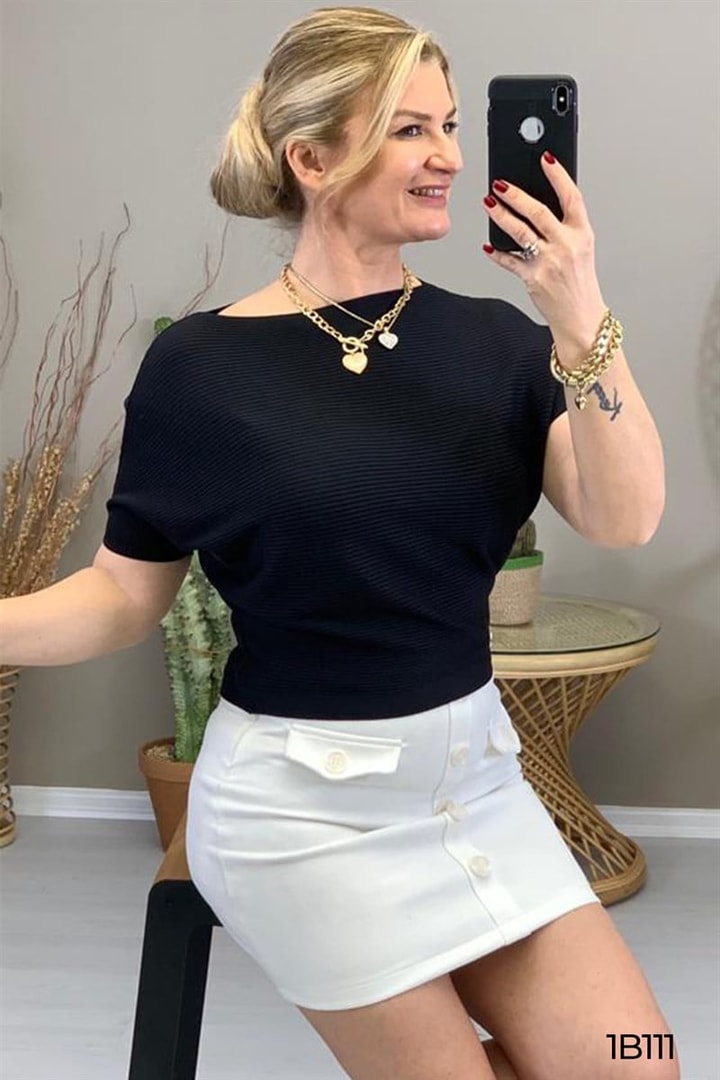 Yarasa Kol Crop Top Bluz