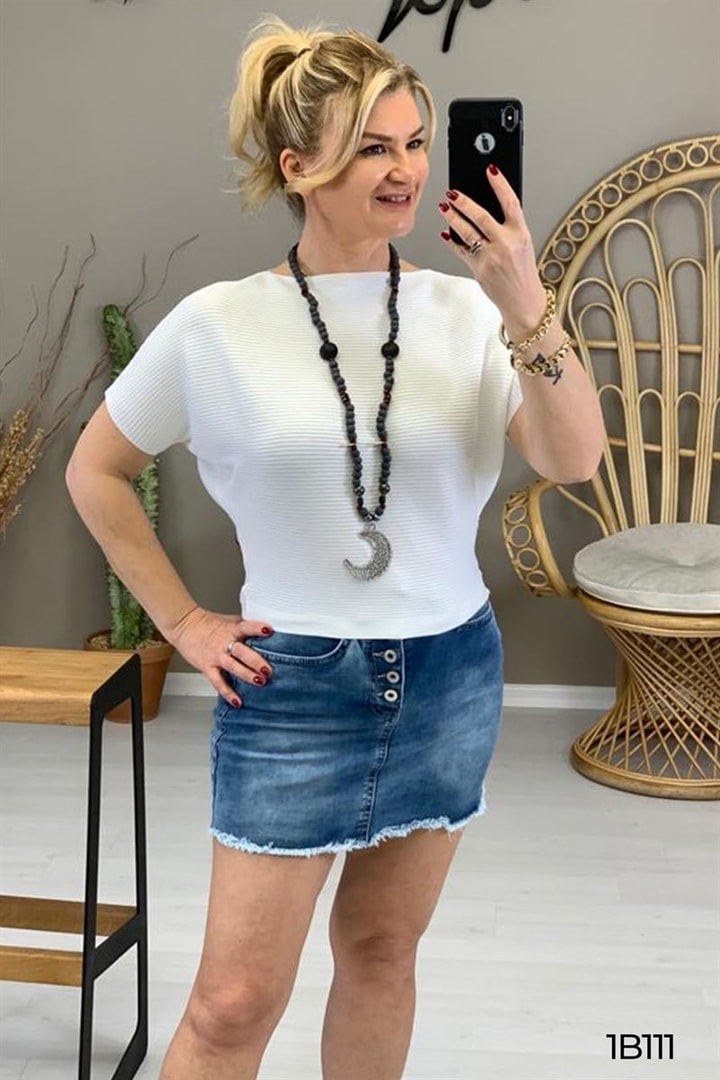 Yarasa Kol Crop Top Bluz
