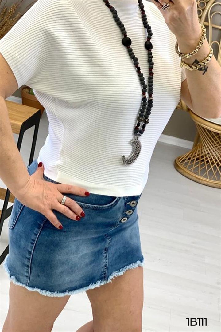 Yarasa Kol Crop Top Bluz