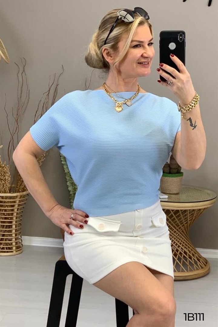 Yarasa Kol Crop Top Bluz