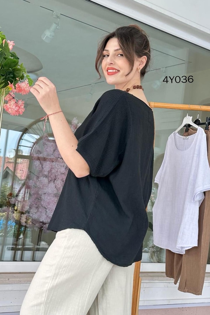 Yarasa Kol Keten Bluz