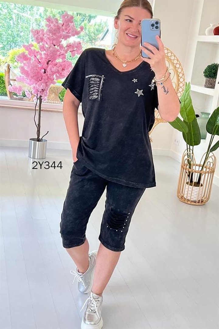 Yıldız Baskılı Capri Takım