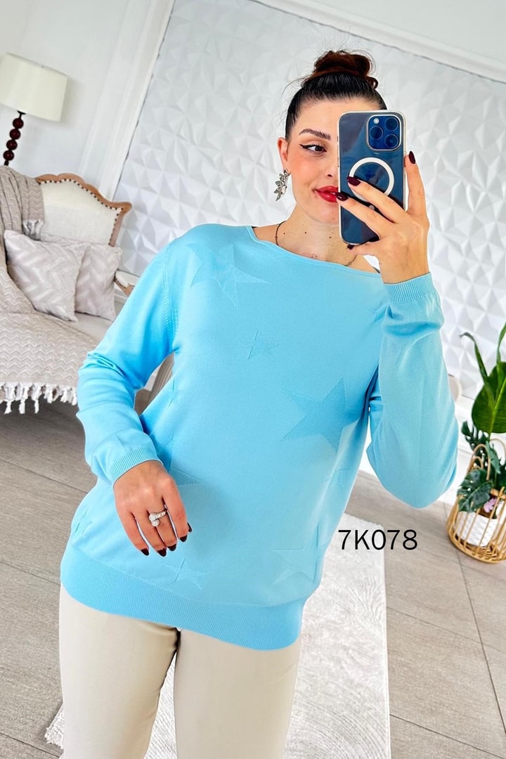 Yıldız Baskılı Merserize Triko Bluz