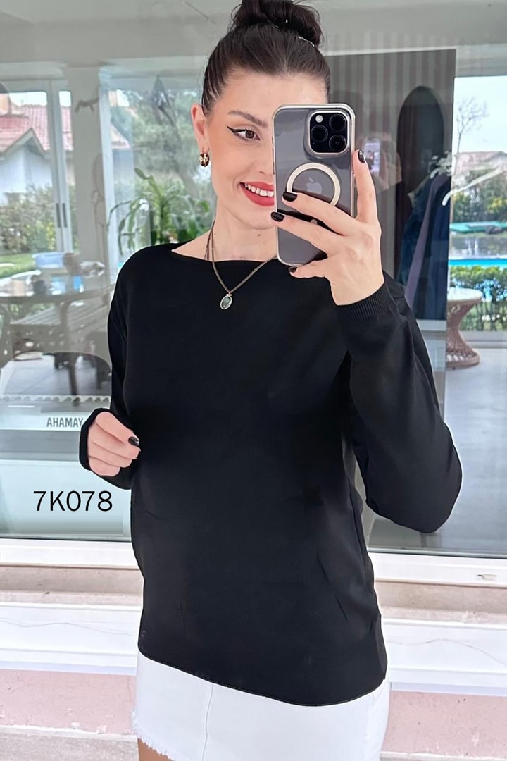 Yıldız Baskılı Merserize Triko Bluz