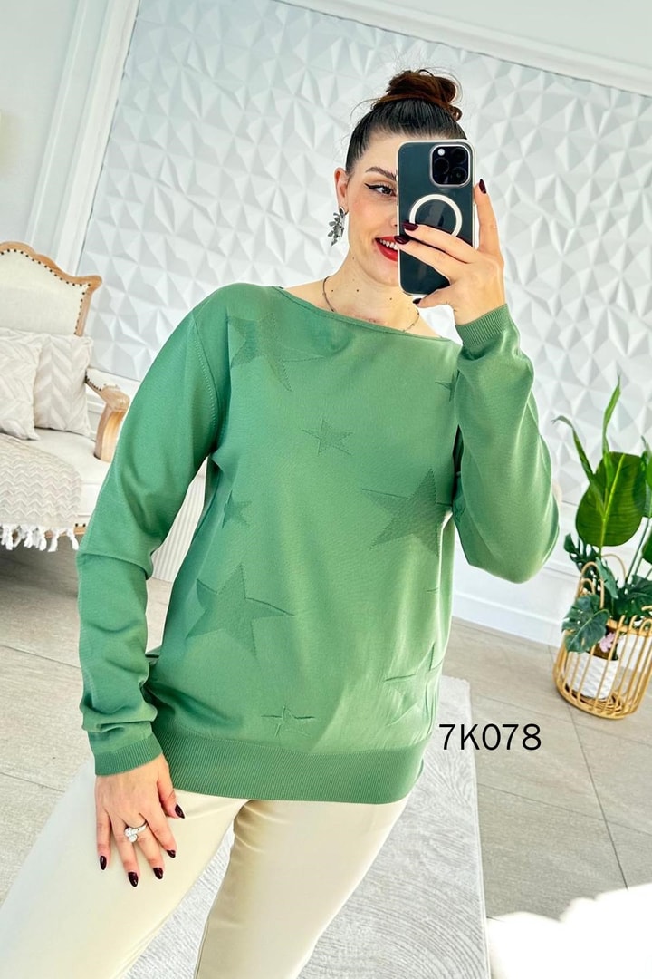 Yıldız Baskılı Merserize Triko Bluz