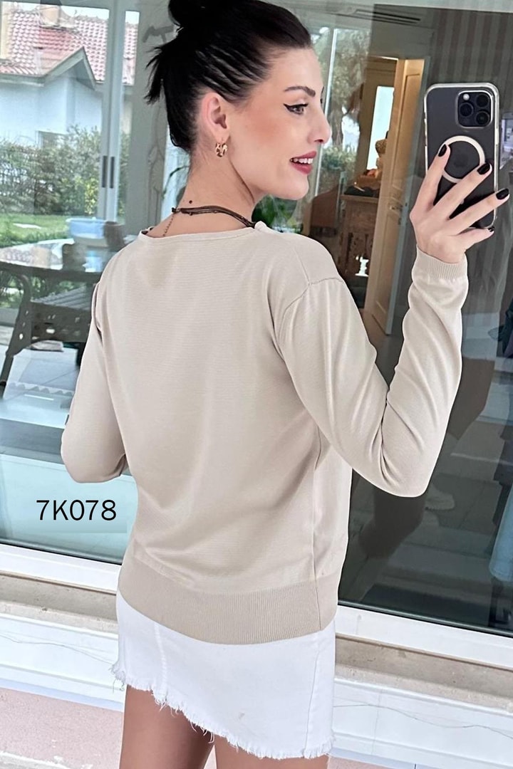 Yıldız Baskılı Merserize Triko Bluz