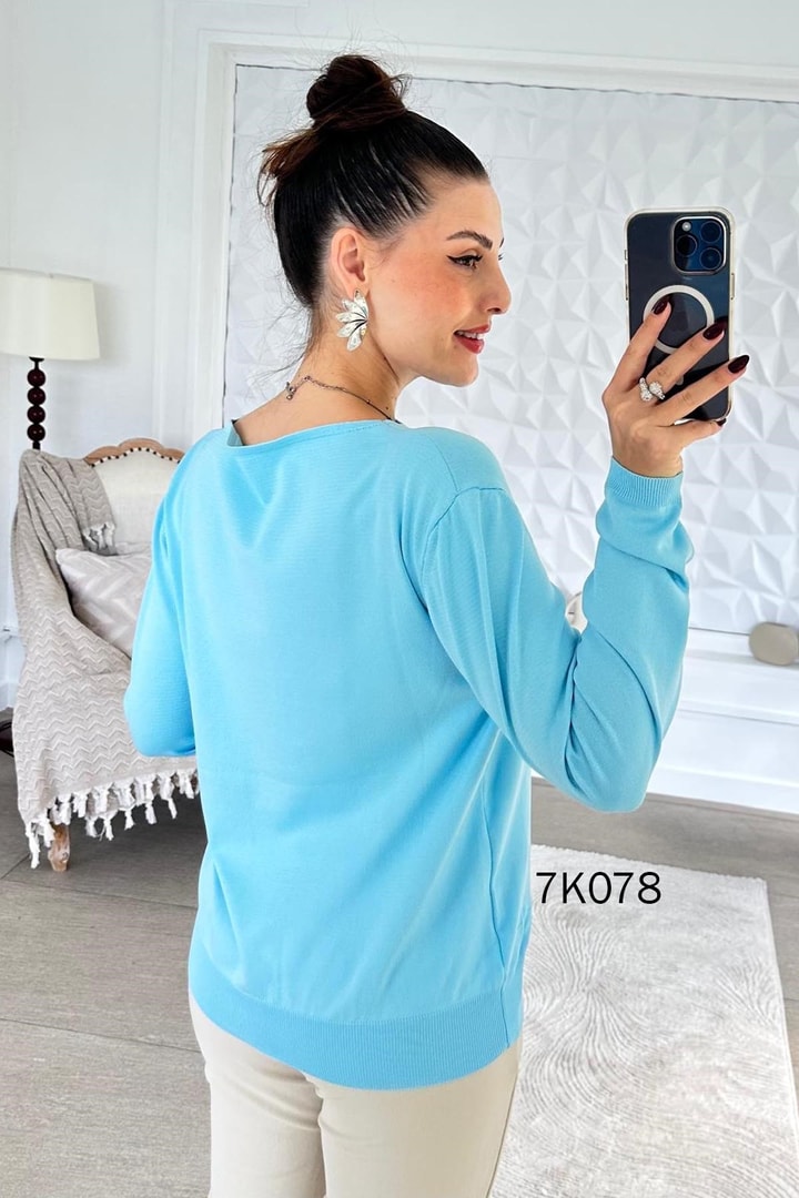 Yıldız Baskılı Merserize Triko Bluz