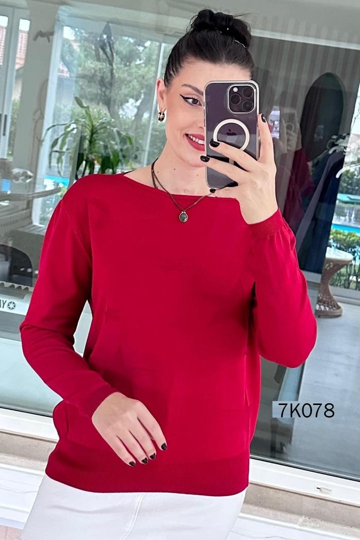 Yıldız Baskılı Merserize Triko Bluz