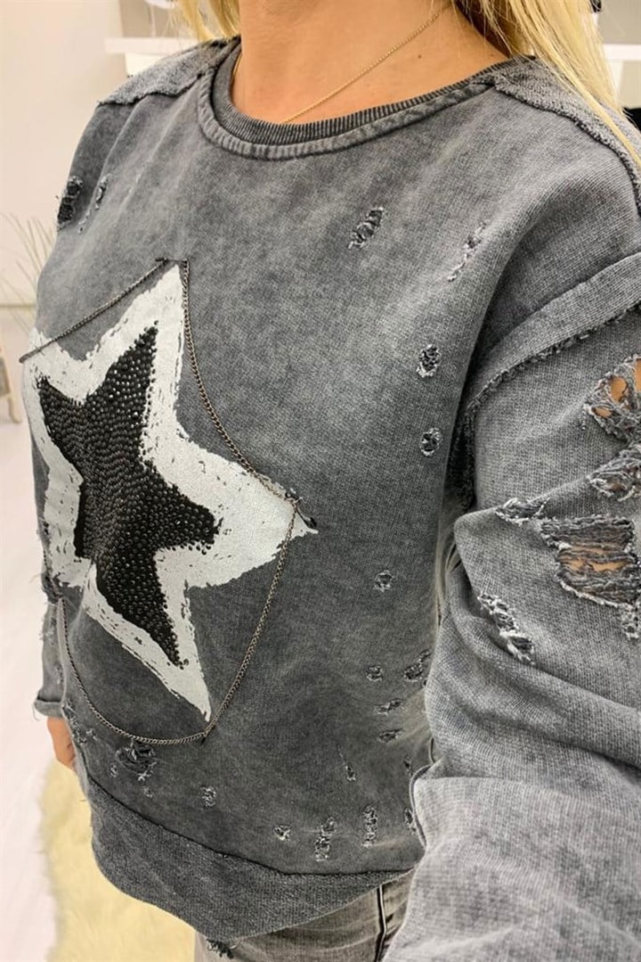 Yıldız Baskılı Sweat Shirt