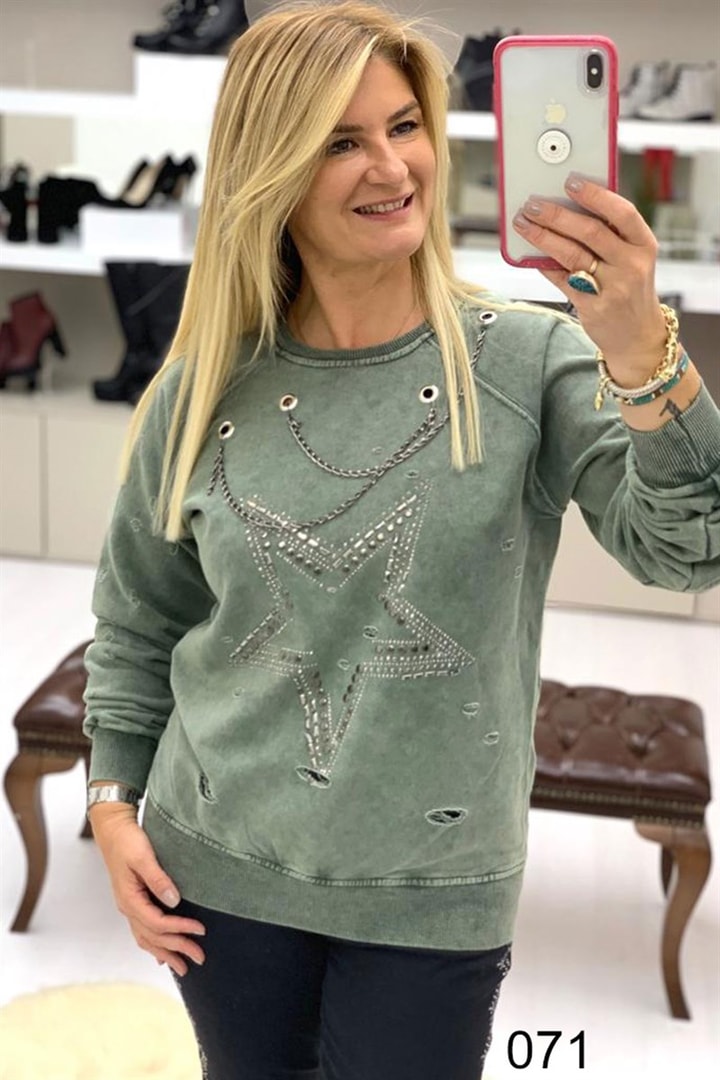 Yıldız Baskılı Sweat Shirt