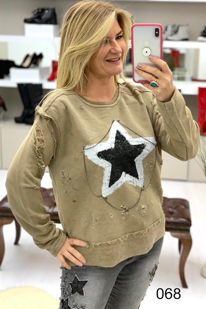 Yıldız Baskılı Sweat Shirt