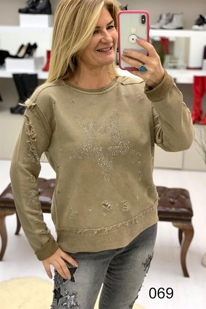 Yıldız Taş İşlemeli Sweat Shirt