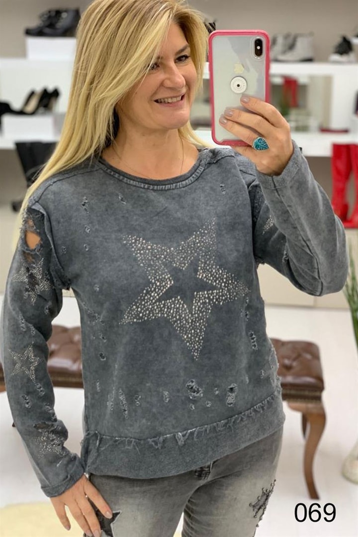 Yıldız Taş İşlemeli Sweat Shirt