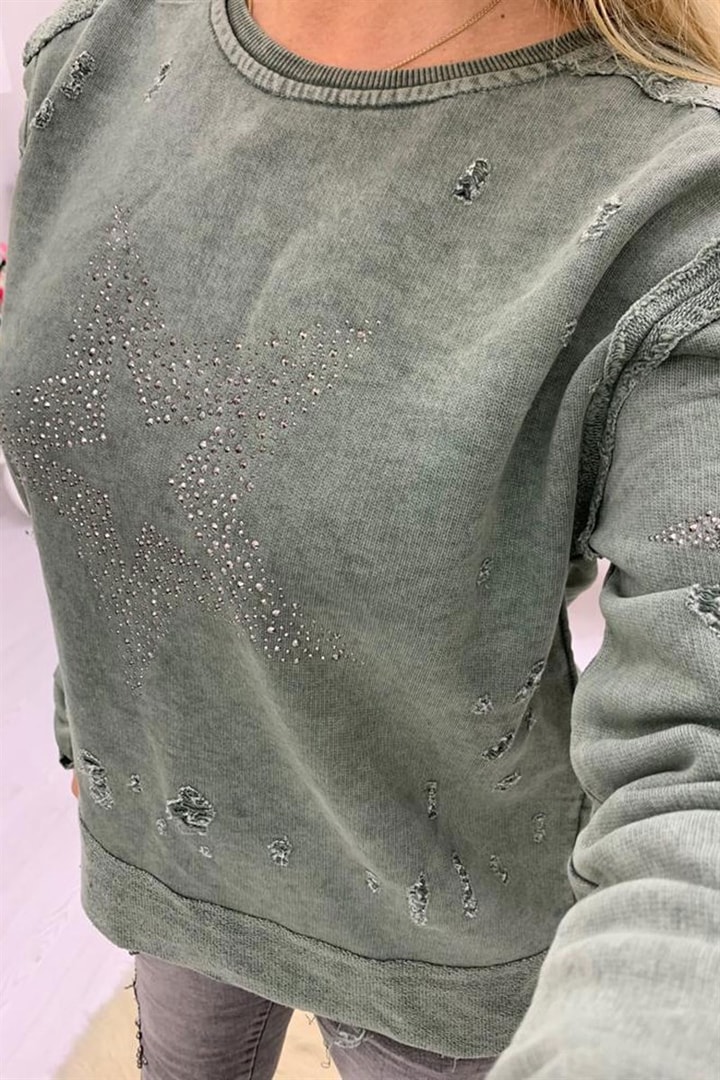 Yıldız Taş İşlemeli Sweat Shirt