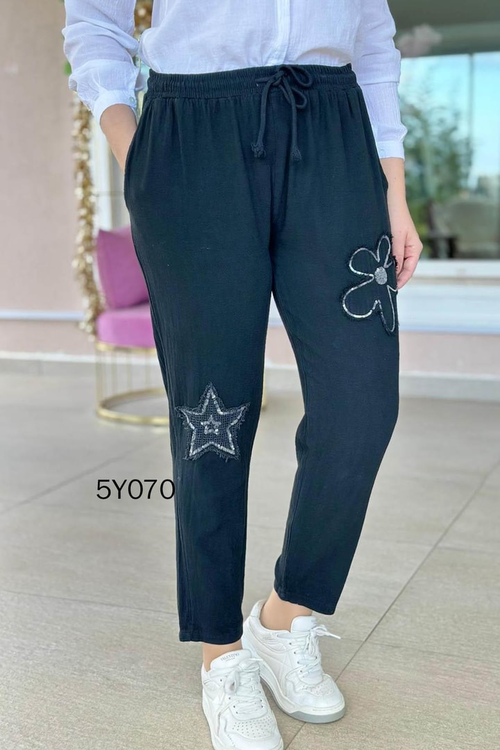 Yıldızlı Keten Pantolon